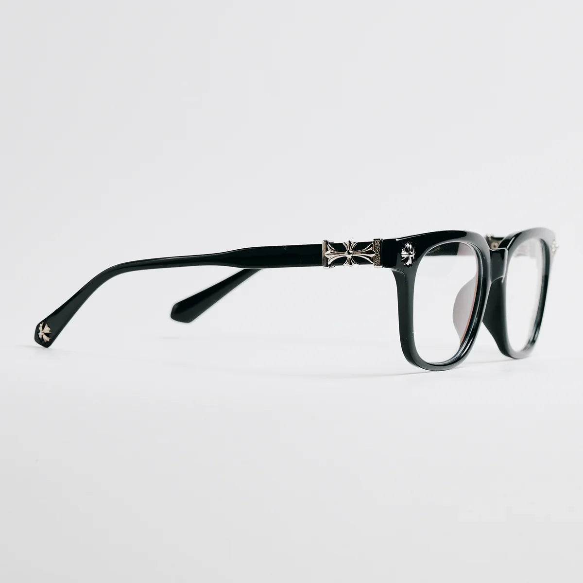 Black Chrome Hearts Glasses - Silver
