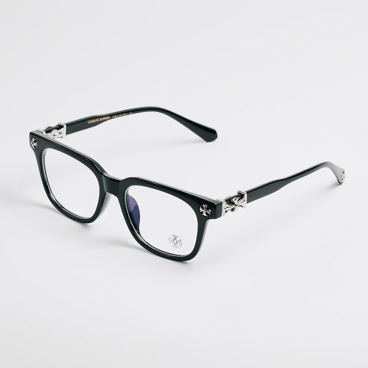 Black Chrome Hearts Glasses - Silver