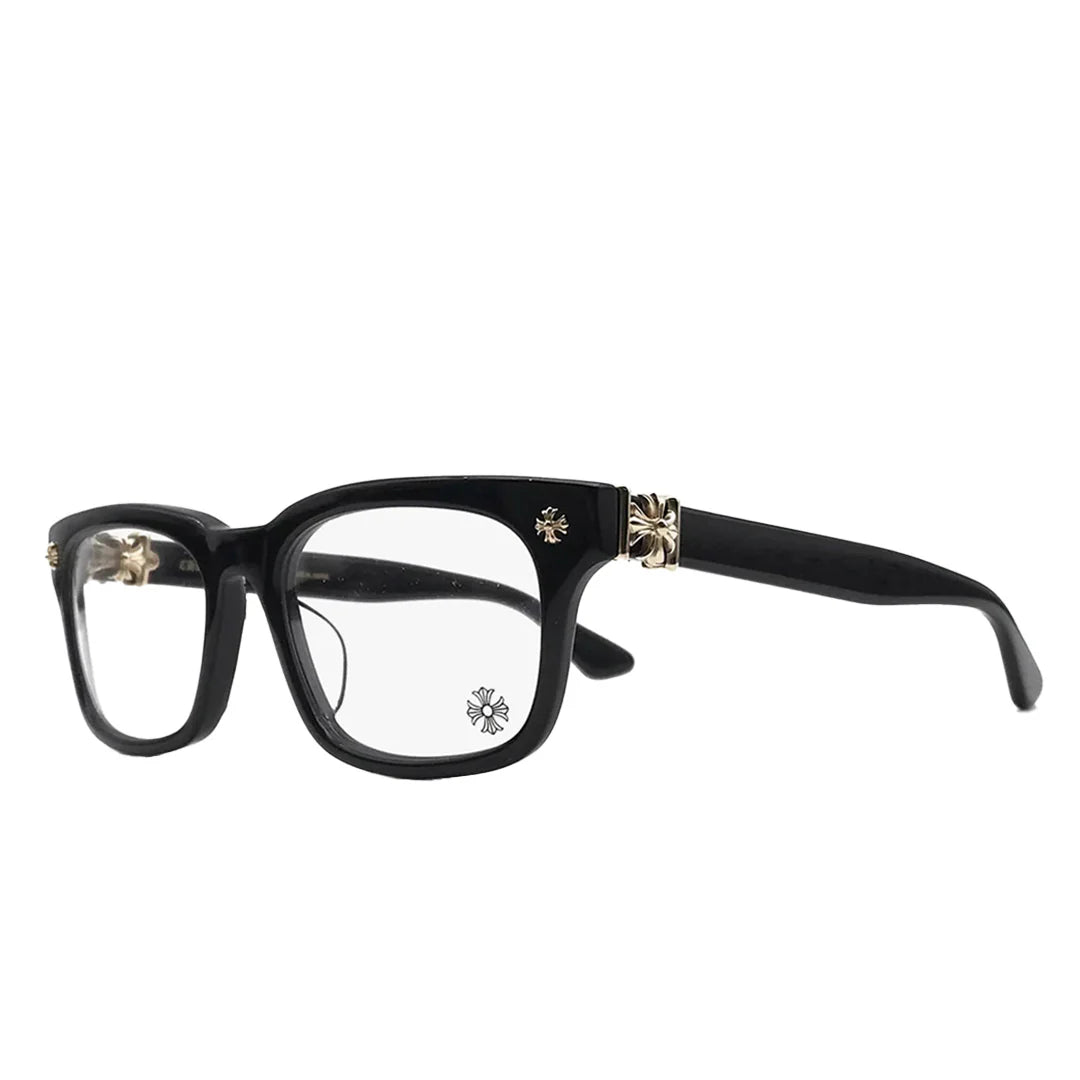 Black Chrome Hearts Glasses - Gold